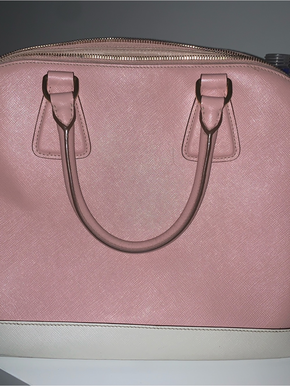 Prada Pink Saffiano Dome Satchel with White Base and Gold Hardware - Picture 6 of 15